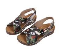 TDEOK Sandali da donna New Europe e gli Stati e gli Stati di frontiera grandi yards bocca di pesce con sandali scarpe da donna 41,5, Nero , 41 EU Stretta