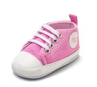 TDEOK Scarpine primi passi morbide per neonati, in tela, per ragazze, per bambini, primi passi, Colore: rosa., 12
