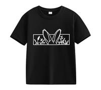 TDEOK Spring and Autumn New Fashionable Cute Print Comfortable Version of The Girls Printed T Shirt Top Party, Nero , 12-13 Anni