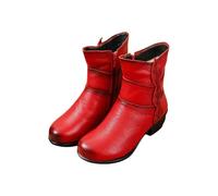 TDEOK Stivali invernali da donna con calda imbottitura, impermeabili, in pelle, spessi, comode, scarpe termiche, antiscivolo, eleganti, per il tempo libero, per attività all'aria aperta, Colore: rosso