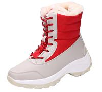 TDEOK Stivali invernali da donna, invernali, caldi, imbottiti, impermeabili, antiscivolo, da neve, pioggia, impermeabili, da trekking, snowboots, Colore: rosso, 40 EU