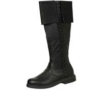 TDEOK Stivali lunghi da uomo foderati con tacco a mezza altezza stivali da uomo vintage medievale scandinavo, comodi stivali vichinghi da uomo grandi stivali da pirata alti taglie 38-48, Nero , 45 EU