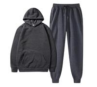 TDEOK Tuta da allenamento da uomo, 2 pezzi, con tasche, in cotone, con pantaloni, da uomo, casual, leggera, casual, abbigliamento sportivo, per tutti i giorni, sport, club, grigio scuro, XL