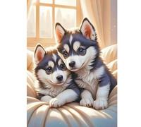TDFERAN 30 x 40 un paio di graziosi huskies Diamond Painting Cane, kit di pittura a diamante completo animali fai da te diamante pittura kit pittura diamante cane pittura diamante cane pittura
