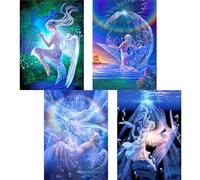 TDFERAN /30x40CM Diamond Painting 4 Pezzi Elfo per Bambini, Pittura Diamante Adulti, Puzzle Diamante Fantastico, 5d Cristallo Artigianato Per Decorazione Parete Soggiorno(Fata dell'Acqua)