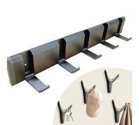 TDFERAN Appendiabiti da Muro in Alluminio Premium, Appendiabiti a Scomparsa Con 4 Pcs Ganci Appendiabiti a Testa di Cervo, Portaombrelli Da Interno, Resistente e Salvaspazio! (5 Ganci/Grigio)