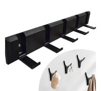 TDFERAN Ganci Appendiabiti da Parete in Alluminio Premium, Con 4 Pcs Ganci Muro a Testa di Cervo, Appendi Accappatoio Bagno, Massimizza lo Spazio Mantenendo lo Stile! (5 Ganci/Nero)