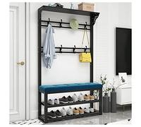 TDFXZCSW Appendiabiti per corridoio, grande appendiabiti per ingresso, portascarpe 3 in 1, scaffale organizer con cuscino per mudroom, corridoio, foyer, 8 ganci, struttura in metallo