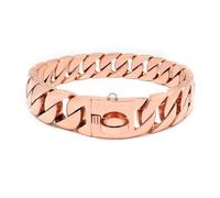 TDHLW Rose Gold,65cm/26in, Catena Cubana A Strozzo per Cani di Grossa Taglia, Collari per Cani in Acciaio Inossidabile Dorato con Fibbia di Sicurezza per Cani di Piccola, Media e Grande Taglia