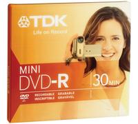 TDK Mini DVD-R Blank - 1.4 GB 30 Minute Camcorder Recording DVD 80mm
