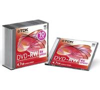 TDK T19855 - Confezione da 10 dischi DVD-RW riscrivibili, 4,7 GB, velocità 2x-6x, con custodia Jewel