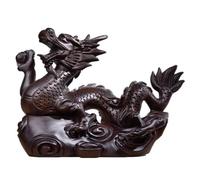 Tdkjfoutr 2024 Figurina del Drago di Legno dello Zodiaco Cinese Figurina dello Zodiaco Nero