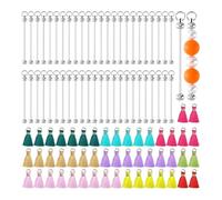 Tdkjfoutr 50 pezzi di portachiavi vergini in perle, ciondoli in metallo per portachiavi fai da te, accessori per la fabbricazione di portachiavi facilmente staccabili per l'artigianato