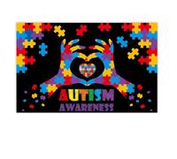 Tdkjfoutr Tessuto per Sfondo Fotografico 180x115 cm Giornata Mondiale 'Autismo Banner Sfondo Puzzle Scena di Festa Impostazione Tessuto per Sfondo Resistente Facile da Usare