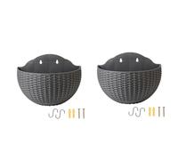 Tdkjfoutr Vaso da Fiori Pigro Grande Semicircolare da Parete In Finto Rattan Grigio Stile Europeo