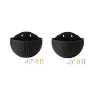 Tdkjfoutr Vaso di Fiori In Rattan Nero Grande da Appendere al Balcone. Vaso In Plastica da Appendere.