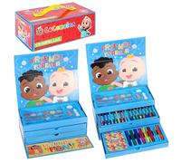 TDL Cocomelon - Set da colorare 52 pezzi, astuccio per cancelleria, cassetta degli attrezzi, penne, matite, pittura per bambini