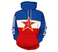 TDNEKMCA Felpa con Cappuccio da Uomo con Bandiera della Jugoslavia, Stampata, di Grandi Dimensioni, con Tasche, Maniche Lunghe, Casual, Hip-Hop, con Stampa della Bandiera della Jugoslavia, con Cappuc