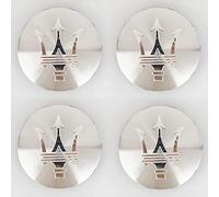 TDQTVH 4 Pezzi Centrale per Auto Cerchi Tappi per Maserati Levante 60mm Coprimozzo per Mozzo Coprimozzo Ruota Tappi per Mozzo Ruota Coprimozzo Ruota Centrale,Silver Background with Silver Label