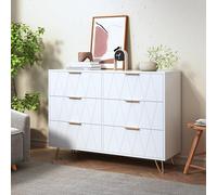 TDRTRD Cassettiera 4 Cassetti 100 x 34 x 72.5 cm, armadio portaoggetti in legno, cassettiera stretta con maniglie e gambe dorate, cassettiera camera da letto, stile moderno scandinavo, per camera da