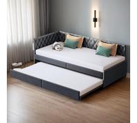 TDRTRD Divano letto matrimoniale 90/180 x 200 cm, divano letto convertibile imbottito con rete a doghe, divano convertibile estensibile, non capace di salire o scendere (grigio scuro, velluto, 90/180