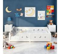 TDRTRD Letto a pavimento per bambini, 90 x 200 cm, letto a pavimento di ispirazione Montessori, letti per bambini in legno con barriera di sicurezza e rete a doghe, letti singoli per ragazzi e ragazze
