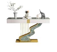 Tdsmyxgs Moderno Tavolino Da Ingresso, Consolle Stretta Con Piano In Ardesia, Vani Portaoggetti E Ante Laterali Decorative, Base In Metallo, Adatto Per Ingressi, Corridoi(Gold+Green,100cm)