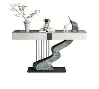 Tdsmyxgs Moderno Tavolino Da Ingresso, Consolle Stretta Con Piano In Ardesia, Vani Portaoggetti E Ante Laterali Decorative, Base In Metallo, Adatto Per Ingressi, Corridoi(Black+Green,100cm)