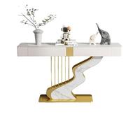 Tdsmyxgs Moderno Tavolino Da Ingresso, Consolle Stretta Con Piano In Ardesia, Vani Portaoggetti E Ante Laterali Decorative, Base In Metallo, Adatto Per Ingressi, Corridoi(Gold+White 1,100cm)