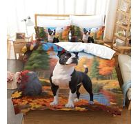 TDSNKAVHB Boston Terrie3D Printing Bed Set Bedding Set Microfiber with Cute PetsHidden Zipper And Pillow Case for Boys And GirlsKing（220x240cm）