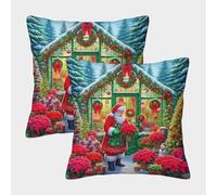 TDSNKAVHB Christmas Copertura Per Cuscino Stampata in 3D Cuscino Quadrato Decorativo Per La Casa Santa Claus Set Di Fodere Per Cuscini Da 2 Pezzi Per Casa Letto Soggiorno Divano 40x40cm
