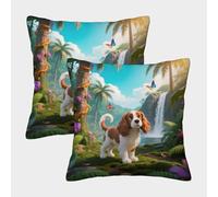 TDSNKAVHB Cocker Spaniel 3D Printed Pillow Case Home Decorative Square Cushion Cute Pets Cushion Cover Set of 2 for Home Bed Living Room Sofa 40x40cm