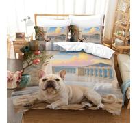 TDSNKAVHB French Bulldog3D Printing Bed Set Bedding Set Microfiber Soft Pet DogHidden Zipper And Pillow Shams for Kids AdultKing(220x240cm)