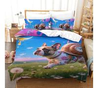 TDSNKAVHB French Bulldog3D Printing Bed Set Bedding Set Microfiber with Pet DogHidden Zipper And Pillow Case for Kids AdultSingle(140x200cm)