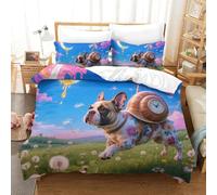 TDSNKAVHB French Bulldog3D Printing Bed Set Bedding Set Microfiber with Pet DogHidden Zipper And Pillowcases for Kids AdultSuper King(260x220cm)