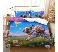 TDSNKAVHB French Bulldog3D Printing Duvet Covers Bedding Set Microfiber with Pet DogHidden Zipper And Pillowcases for Kids AdultDouble(200x200cm)
