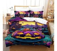 TDSNKAVHB Halloween Pumpkin3D Printing Bed Set Bedding Set Microfiber with Festive CarnivalHidden Zipper And Pillow Case for Kids AdultSingle（140x200cm）