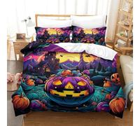 TDSNKAVHB Halloween Pumpkin3D Printing Duvet Covers Bedding Set Microfiber with Festive CarnivalHidden Zipper And Pillowcases for Teen KidsSuper King(260x220cm)