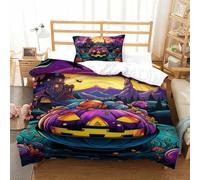TDSNKAVHB Halloween Pumpkin3D Printing Duvet Covers Bedding Set Microfiber with Festive CarnivalHidden Zipper And Pillowcases for Kids AdultSingle（135x200cm）
