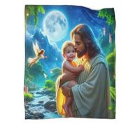 TDSNKAVHB Jesus - ReligionCoperta A Getto 3D in Flanella Leggera SacredViaggi E Campeggio Per Bambini, Ragazzi, Ragazze, Morbida, Accogliente, Peluche, Adatta A Tutte Le Stagioni80x90inch(200x230cm)