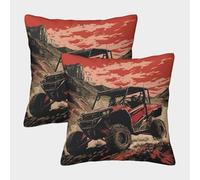 TDSNKAVHB Mountain Off-road Vehicle 3D Printed Pillowcase Home Decorative Square Cushion Extreme Sports Cushion Cover Set of 2 Case Set for Couch Sofa Bedroom Living Room 45x45cm