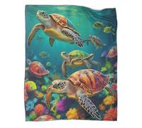 TDSNKAVHB Sea TurtleCoperta A Getto 3D in Flanella Leggera The Underwater WorldCoperta Decorativa Per Bambini E Adulti, Morbida, Accogliente, Peluche, Adatta A Tutte Le Stagioni60x80inch(150x200cm)