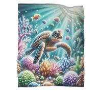 TDSNKAVHB Sea TurtleCoperta A Getto 3D in Flanella Leggera The Underwater WorldViaggi E Campeggio Per Bambini, Ragazzi, Ragazze, Coperta Super Morbida, Adatta A Tutte Le Stagioni40x50inch(100x130cm)