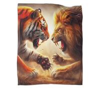 TDSNKAVHB Tiger And LionCoperta A Getto 3D in Flanella Leggera DuelDecorazione Della Camera Da Letto Per Bambini E Adulti, Coperta Super Morbida, Adatta A Tutte Le Stagioni40x50inch(100x130cm)