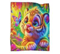 TDSNKAVHB TigerCoperta A Getto 3D in Flanella Leggera Cute AnimalsViaggi E Campeggio Per Bambini, Ragazzi, Ragazze, Coperta Super Morbida, Adatta A Tutte Le Stagioni40x50inch(100x130cm)
