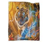 TDSNKAVHB TigerCoperta A Getto 3D in Flanella Leggera FantasyViaggi E Campeggio Per Bambini, Ragazzi, Ragazze, Coperta Super Morbida, Adatta A Tutte Le Stagioni50x60inch(127x152cm)