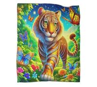 TDSNKAVHB TigerCoperta A Getto 3D in Flanella Leggera FlowerViaggi E Campeggio Per Bambini E Adulti, Coperta Super Morbida, Adatta A Tutte Le Stagioni60x80inch(150x200cm)