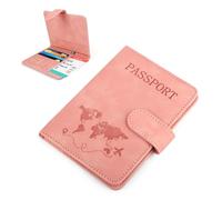 TDUNSYA Porta Passaporto, Custodia Passaporto, Custodia Passaporto da Viaggio Pelle PU, Supporto per Passaporto, per Passaporto, Biglietto, Carte d'imbarco, Biglietti da Visita (Rosa)