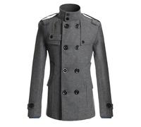 Tdvcpmkk Cappotto doppiopetto da uomo in misto lana BUKiness Slim giacca a vento, grigio, XL