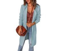 Tdvcpmkk Cardigan da donna con cappuccio giacca a maniche lunghe caldo leggero maglione giacca, Azzurro, XL